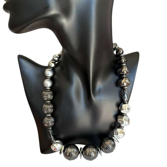 Chico's Black and Silver Beaded Necklace - Picture 1 of 7
